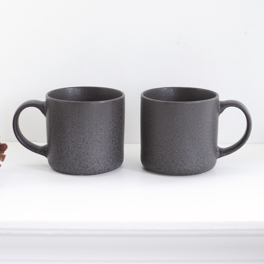2x Better Homes & Gardens Dark Gray Modern Glazed Mottled Mug